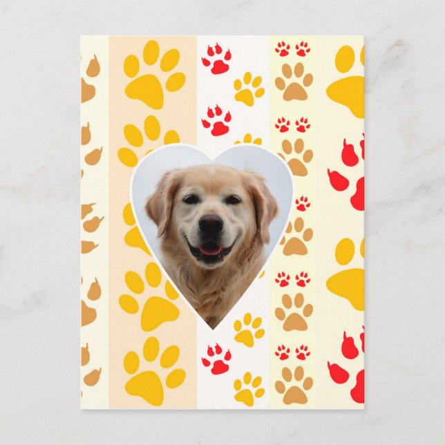 Golden Retriever Hund Herz Paws Print Postkarte (Vorderseite)