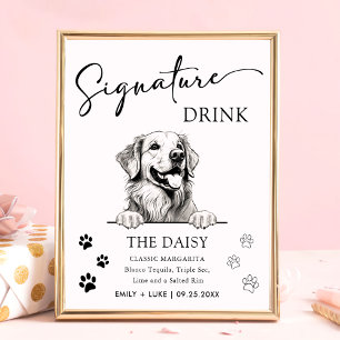 Golden Retriever Hund Hochzeit Signature Drink Zei Poster
