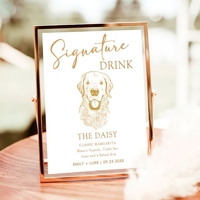 Golden Retriever Hund Hochzeit Signature Drink Zei Poster (Von Creator hochgeladen)
