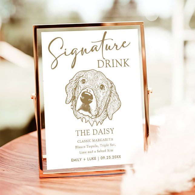 Golden Retriever Hund Hochzeit Signature Drink Zei Poster (Von Creator hochgeladen)