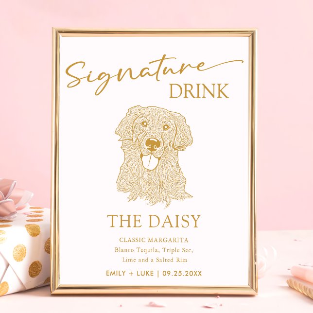 Golden Retriever Hund Hochzeit Signature Drink Zei Poster (Von Creator hochgeladen)