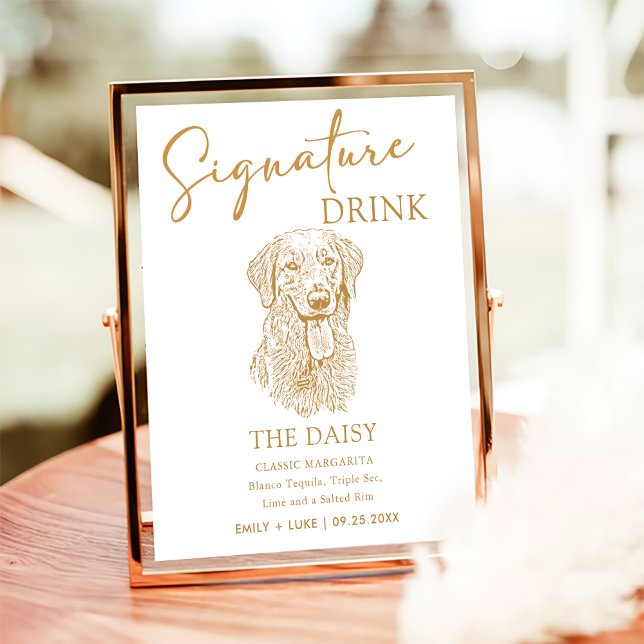 Golden Retriever Hund Hochzeit Signature Drink Zei Poster (Von Creator hochgeladen)