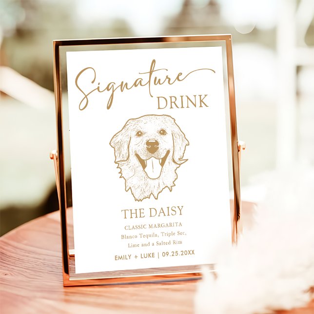 Golden Retriever Hund Hochzeit Signature Drink Zei Poster (Von Creator hochgeladen)