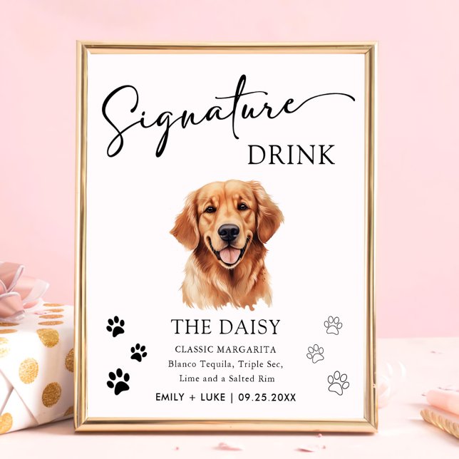 Golden Retriever Hund Hochzeit Signature Drink Zei Poster (Von Creator hochgeladen)