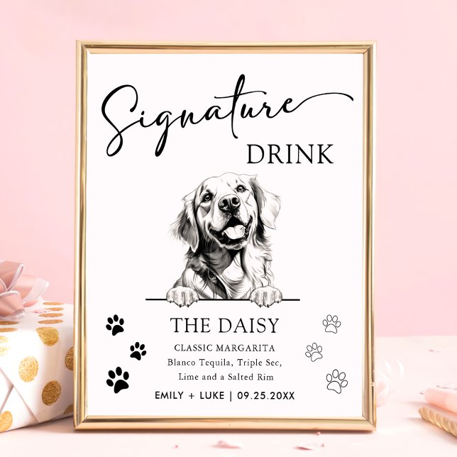 Golden Retriever Hund Hochzeit Signature Drink Zei Poster (Von Creator hochgeladen)