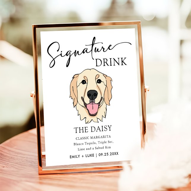 Golden Retriever Hund Hochzeit Signature Drink Zei Poster (Von Creator hochgeladen)