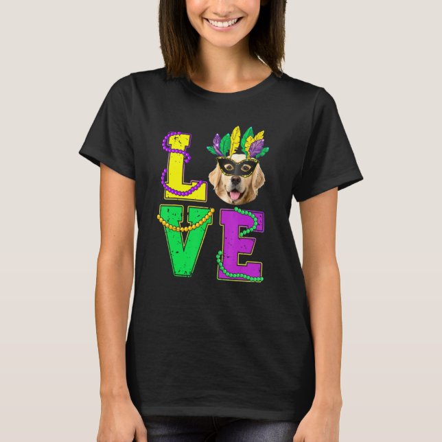 Golden Retriever Hund I Liebe Welpe Mardi Gras Men T-Shirt (Vorderseite)