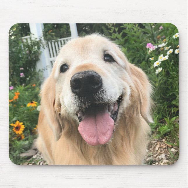 Golden Retriever Hund im Blumengarten Mousepad (Vorne)