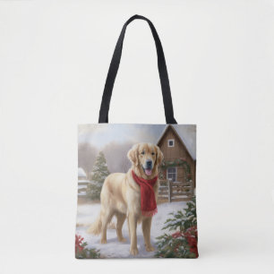Golden Retriever Hund im Schnee Weihnachten 