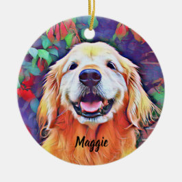 Golden retriever-Hund im vibrierenden Keramik Ornament