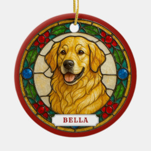 Golden Retriever Hund Keramik Kreis Weihnachtsanhä Ornament