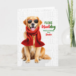 Golden Retriever Hund Lustige Flöhe Navidog mit Na Feiertagskarte