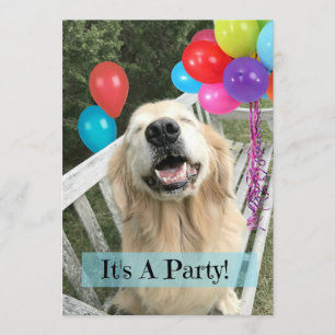 Golden Retriever Hund mit Balloons Custom Geburtst Einladung