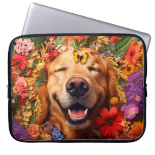 Golden Retriever Hund mit Blume Laptop Bag Laptopschutzhülle