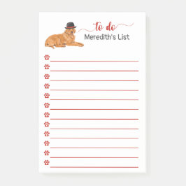 Golden Retriever Hund mit Hutanstrich zur Aufgaben Post-it Klebezettel