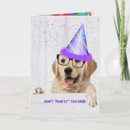 Golden Retriever Hund mit Party-Hut Karte