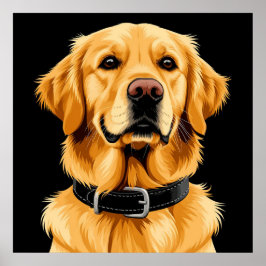 Golden Retriever Hund mit schwarzem Collar Poster