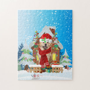 Golden Retriever Hund mit Weihnachtsgeschenken Puzzle