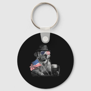 Golden Retriever Hund Papa Patriotische Amerikanis Schlüsselanhänger