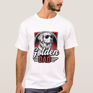 Golden Retriever Hund Papa Retro Sonnenbrille Abze T-Shirt