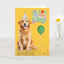 Golden Retriever Hund Partyhut Gelb Geburtstag
