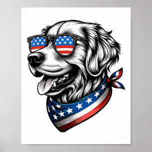 Golden Retriever Hund Patriotisch 4. Juli Amerika Poster