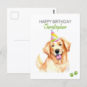 Golden Retriever Hund Personalisiert Alles Gute zu Postkarte