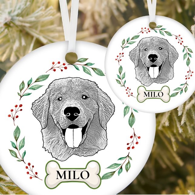 Golden Retriever Hund Personalisiert Zeichnend Han Keramik Ornament (Von Creator hochgeladen)
