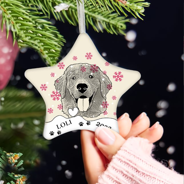 Golden Retriever Hund Personalisiert Zeichnend Han Keramik Ornament (Von Creator hochgeladen)