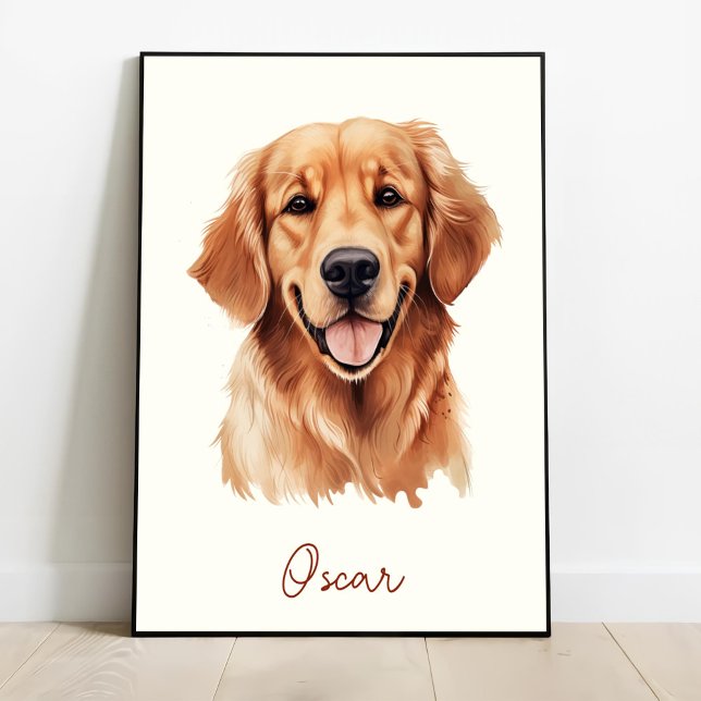 Golden Retriever Hund Personalisierte Pet Sketch Poster (Von Creator hochgeladen)