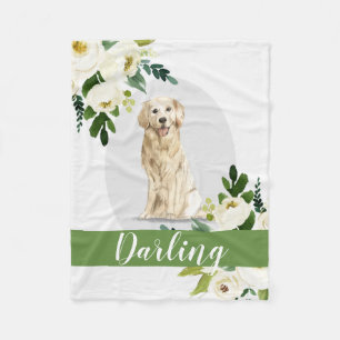 Golden Retriever Hund personalisierte Wasserfarbe Fleecedecke
