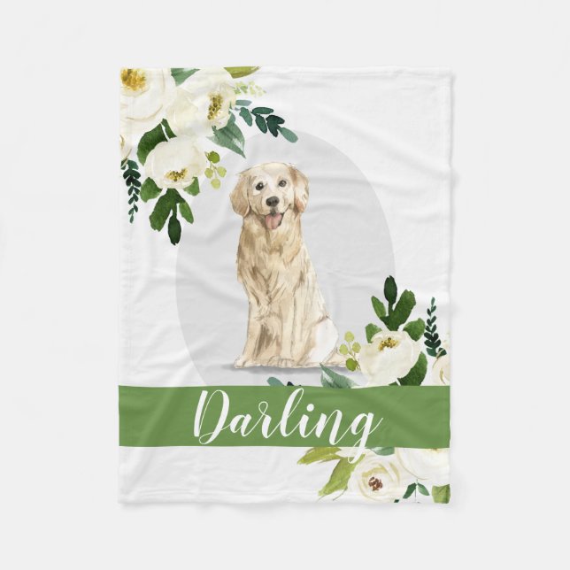 Golden Retriever Hund personalisierte Wasserfarbe Fleecedecke (Vorderseite)