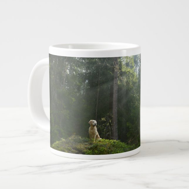 Golden Retriever Hund| Pinienwald Jumbo-Tasse (Vorderseite Links)