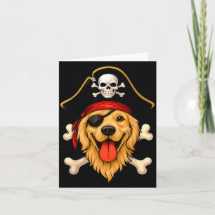 Golden Retriever Hund Pirat Jolly Roger Flagge Karte