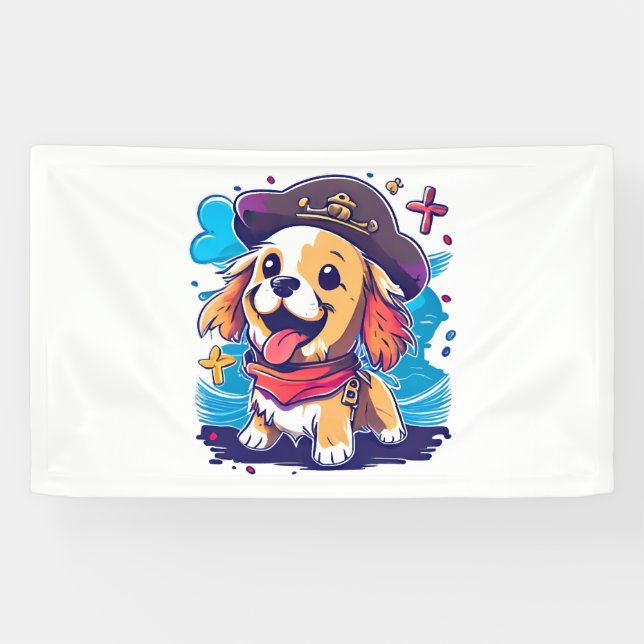 Golden Retriever Hund Pirate Banner (Horizontal)
