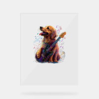 Golden Retriever Hund Playing Electric Guitar Rock