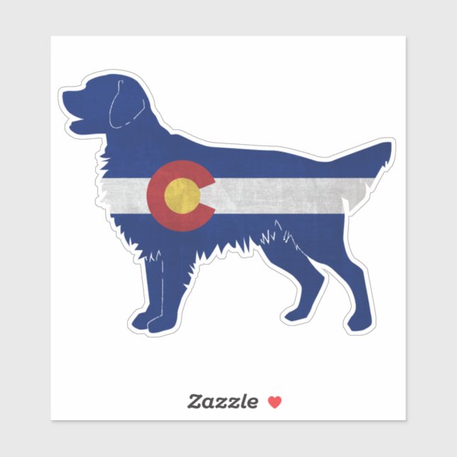 Golden Retriever Hund Rasse Colorado Flag Aufkleber (Blatt)