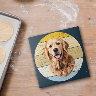Golden Retriever Hund Retro Sunset Keramik Tile Fliese