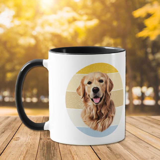 Golden Retriever Hund Retro Sunset Tasse (Von Creator hochgeladen)
