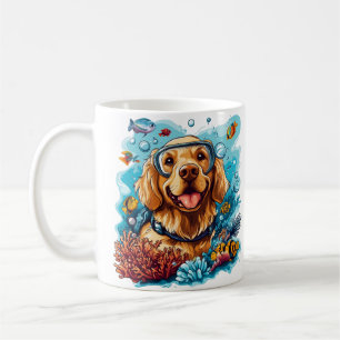 Golden Retriever Hund Schnorcheln Korallenriff Kaffeetasse