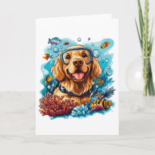Golden Retriever Hund Schnorcheln Korallenriff Karte