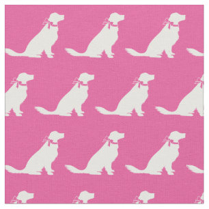 Golden Retriever Hund Silhouette Pink Stoff