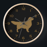 Golden Retriever Hund Silhouette Uhr<br><div class="desc">Eine lustige Wanduhr für die Zuhause oder das Büro. Ein originelles Geschenk für Golden Retriever Liebhaber. Karo in Jenn’s Doodle World für noch mehr dekorative Uhren und Hunde züchten thematische Wohngestaltung.</div>
