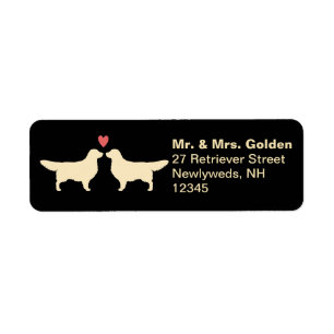 Golden Retriever-Hund-Silhouetten mit Herz-Paar