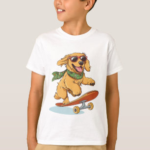 Golden Retriever Hund Skateboardfahren T-Shirt