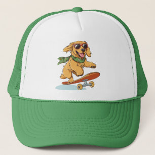 Golden Retriever Hund Skateboarding Truckerkappe