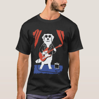Golden Retriever Hund spielt elektrische Gitarre L T-Shirt