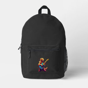 Golden Retriever Hund spielt elektrische Gitarre R Bedruckter Rucksack