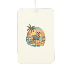 Golden Retriever Hund Surft Surfboard Sonnenunterg Autolufterfrischer