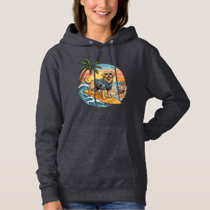 Golden Retriever Hund Surft Surfboard Sonnenunterg Hoodie
